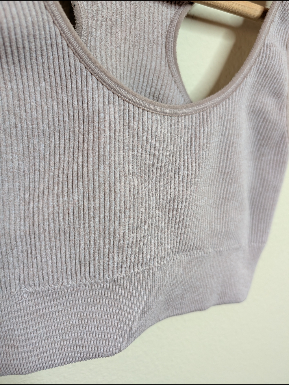 Aerie Ribbed Racerback Bralette Taupe Small - Picture 2 of 4